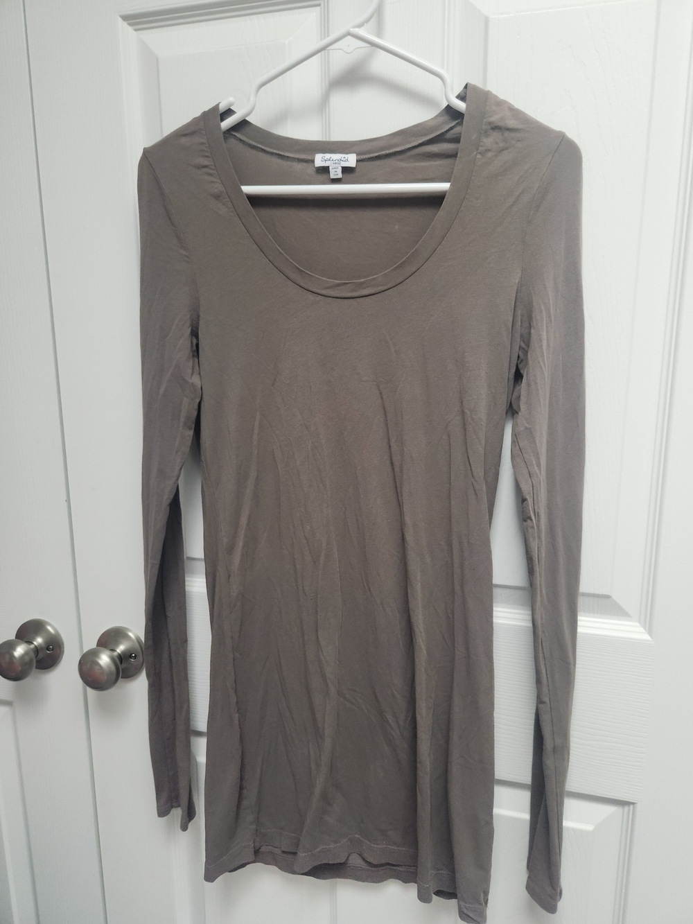 Splendid Long Sleeve Scoop Neck Top - Taupe